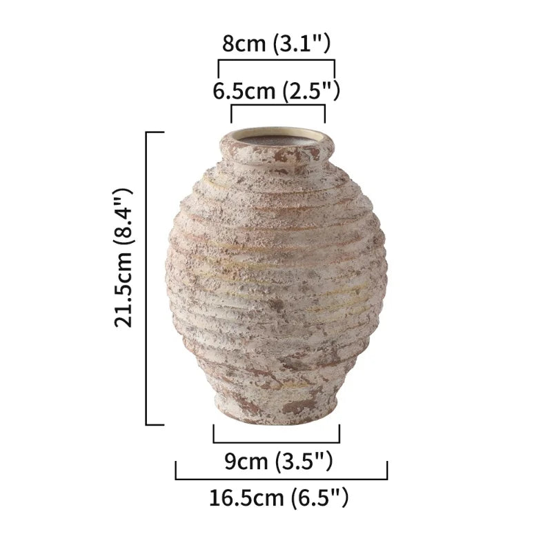 Aardewerken Vaasje - VintageCraft - Retro Stijl - Handgemaakt Design