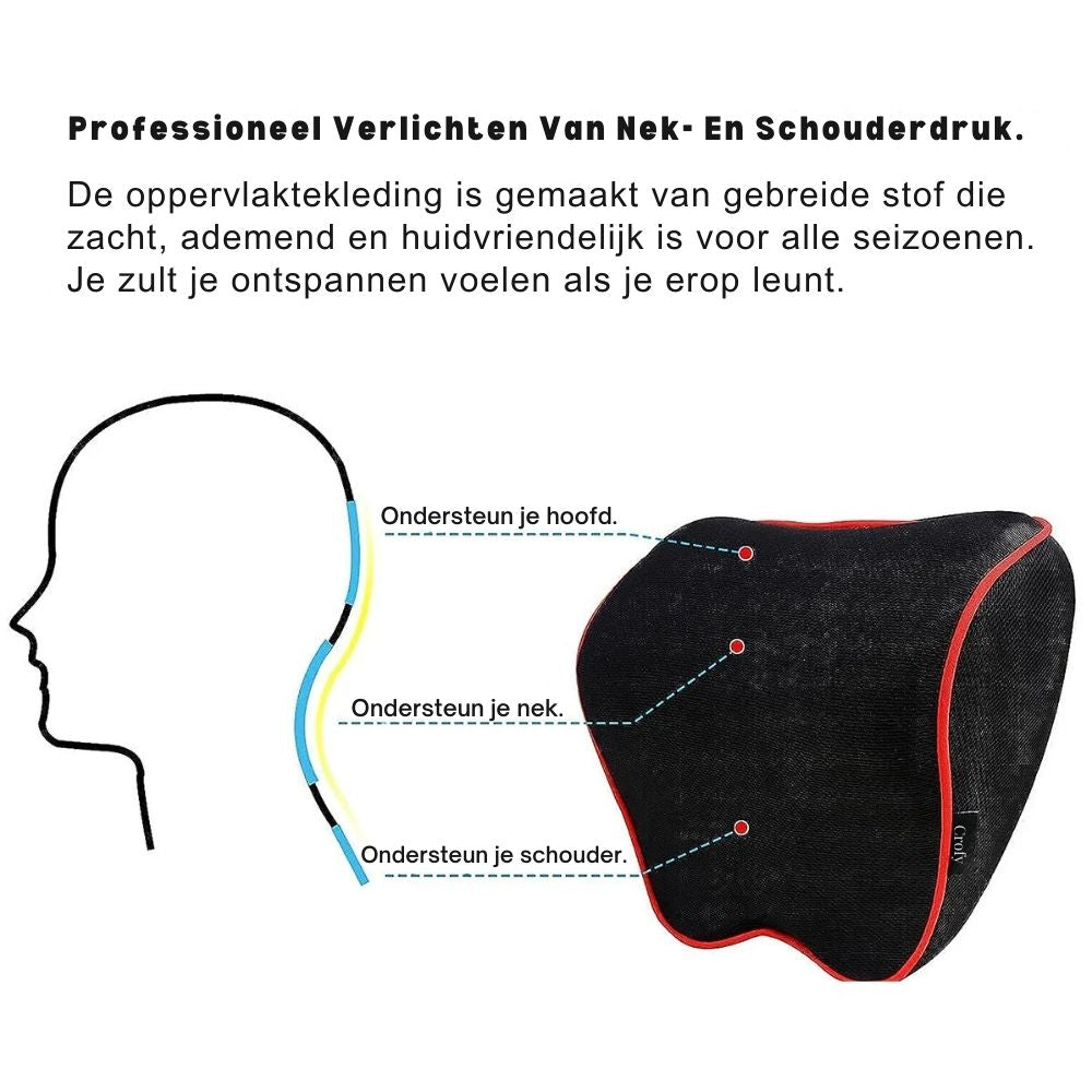 Auto Nek Kussen - RestEase - Geheugen Foam - Ergonomische Ondersteuning