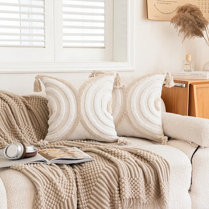 Boho Kussenhoes - Tazzura - Zachte Katoenen Stof - Decoratief Kwastjesontwerp