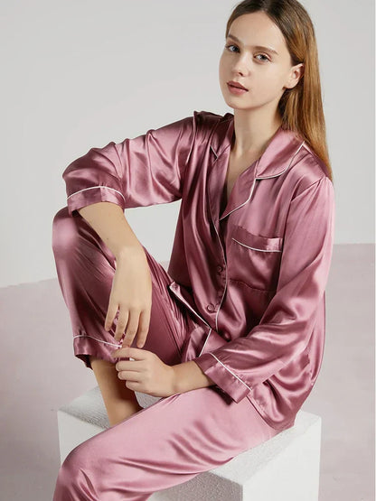 Zijden Pyjama's - LuxeSleep - Comfortabele Pasvorm - Elegante Nachtkleding