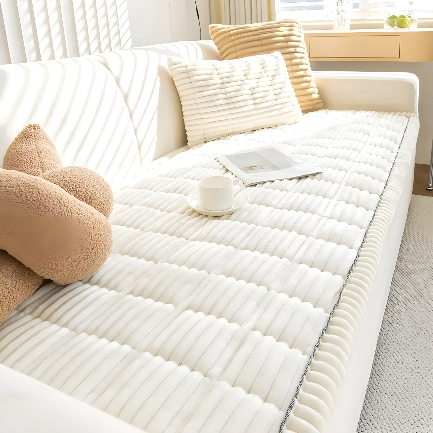 Bankhoes - VeluGuard - Verdikt Ribfluweel - Antislip Bescherming